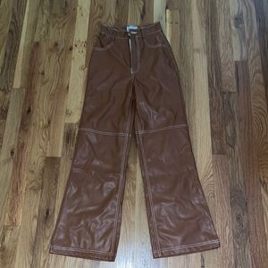 brand new brown leather flare pants